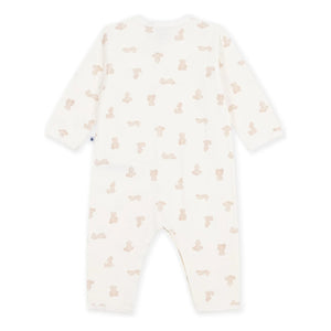 Petit Bateau - Sleep Well Teddy Bear Pijama Organik Pamuk Tubic | Beyaz