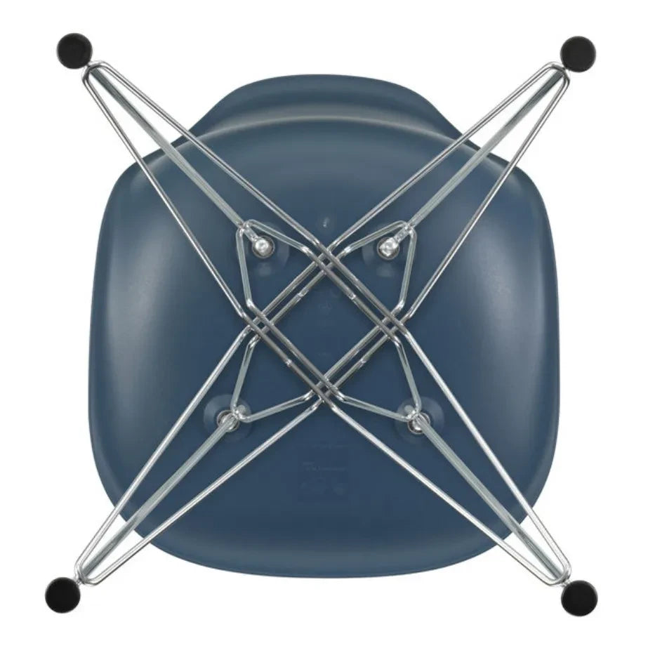 Vitra - Silla de plástico DSR - base cromada - Charles & Ray Eames | Azul marino