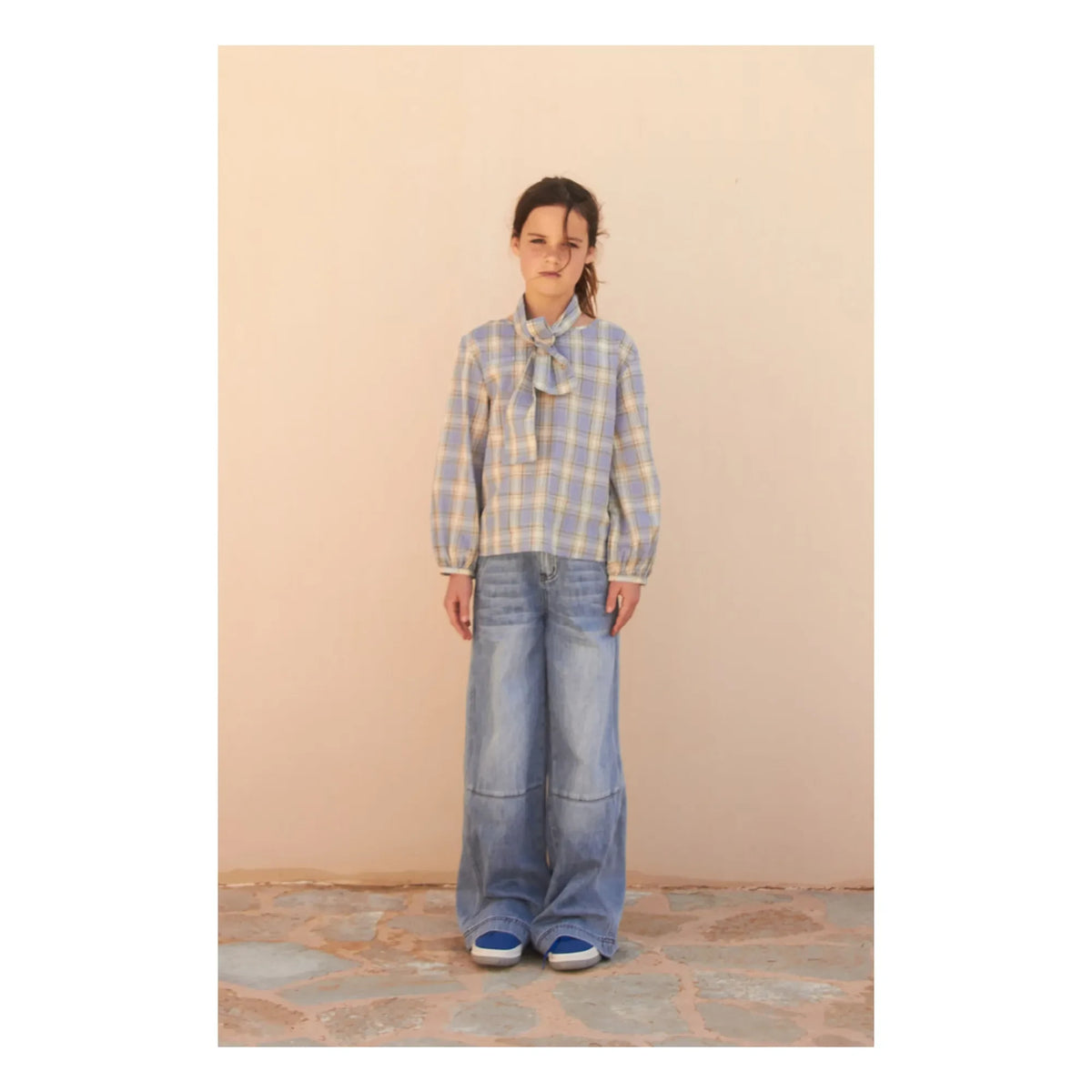 Longlivethequeen - Jeans Anchos con Pespuntes | Denim Claro