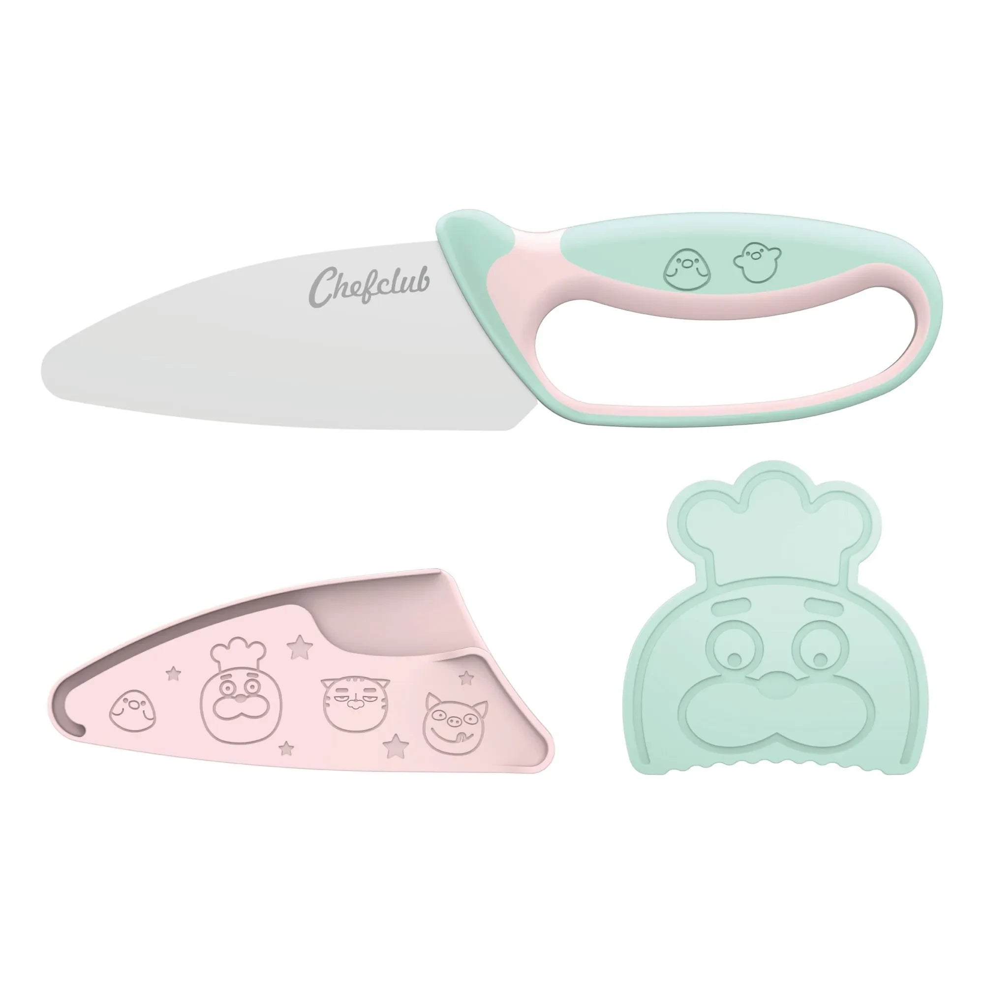 Chefclub - Cuchillo con protector para dedos | Rosa pálido