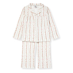 Sleepy Doe - Pijama de rayas con estampado floral de algodón orgánico | Crudo