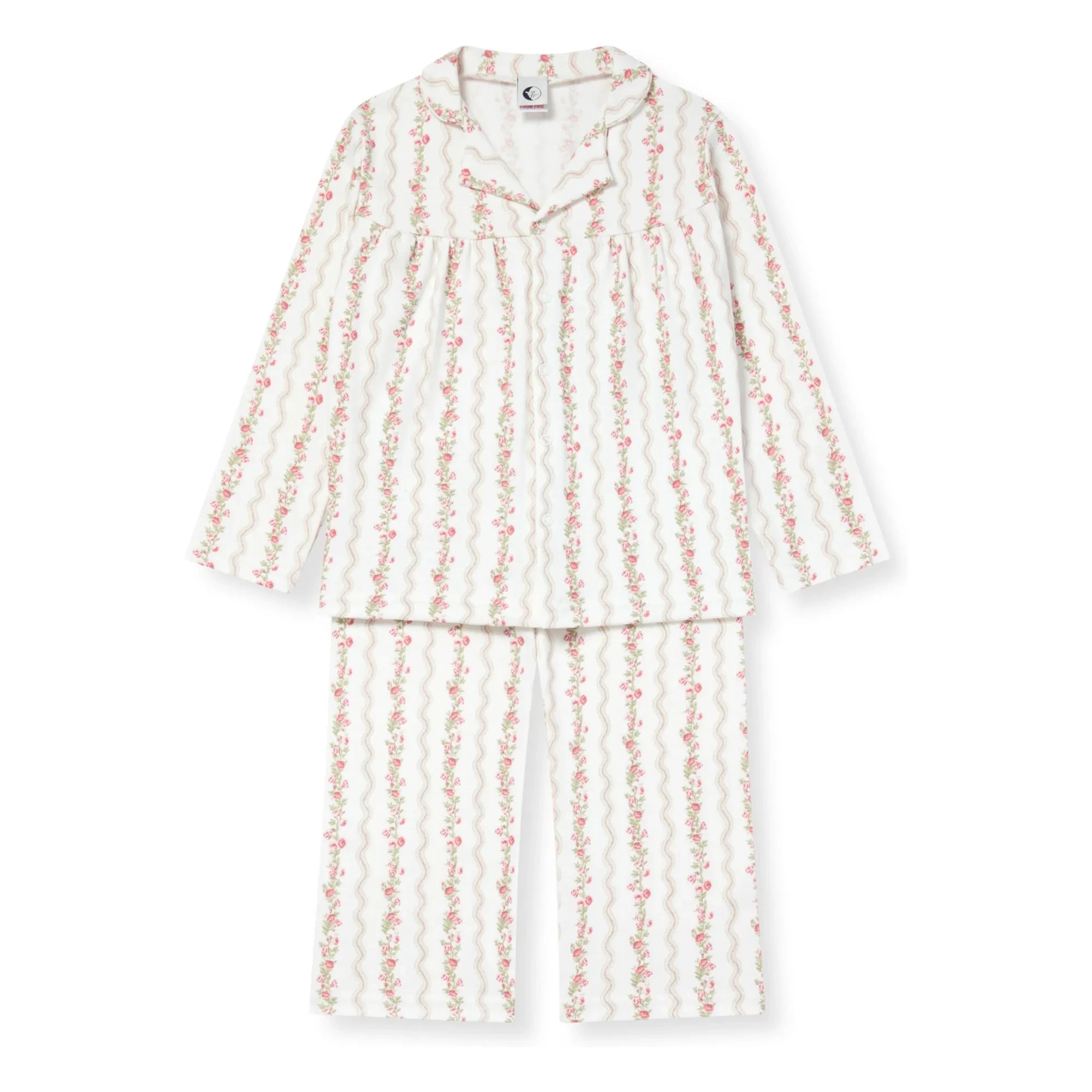 Sleepy Doe - Pijama de rayas con estampado floral de algodón orgánico | Crudo