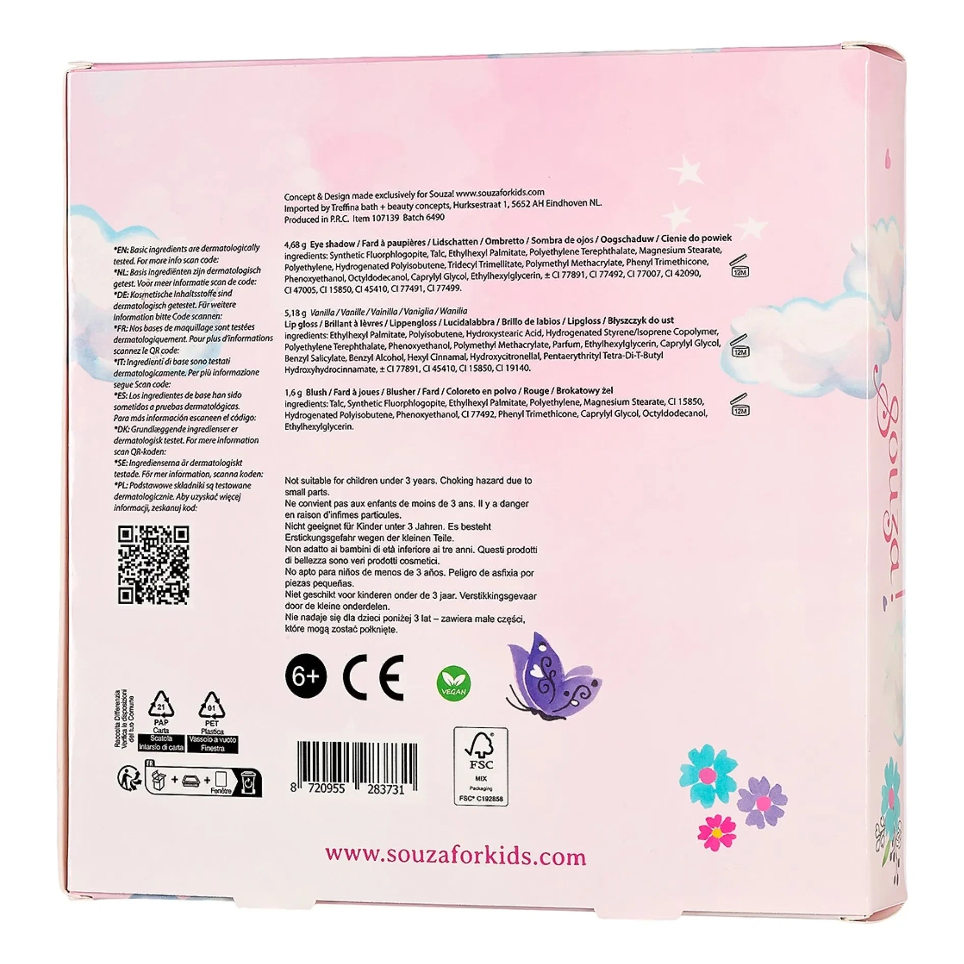 Souza - Set de Maquillaje de Mariposa para Niñas