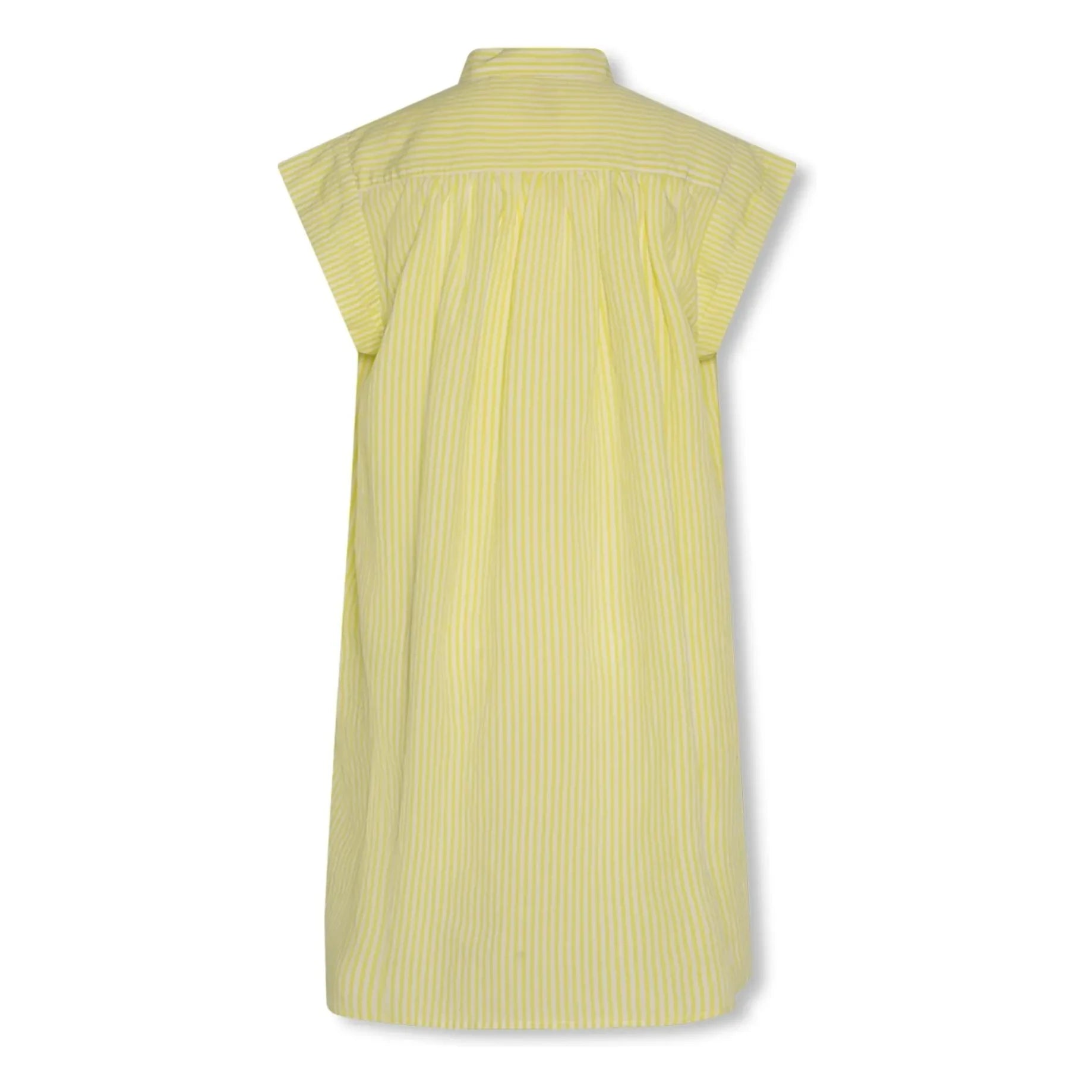 AO76 - Vestido camisero de rayas con pedrería | Amarillo