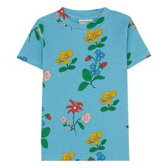 La Campamento - Camiseta Acanalada Flores | Azul azur