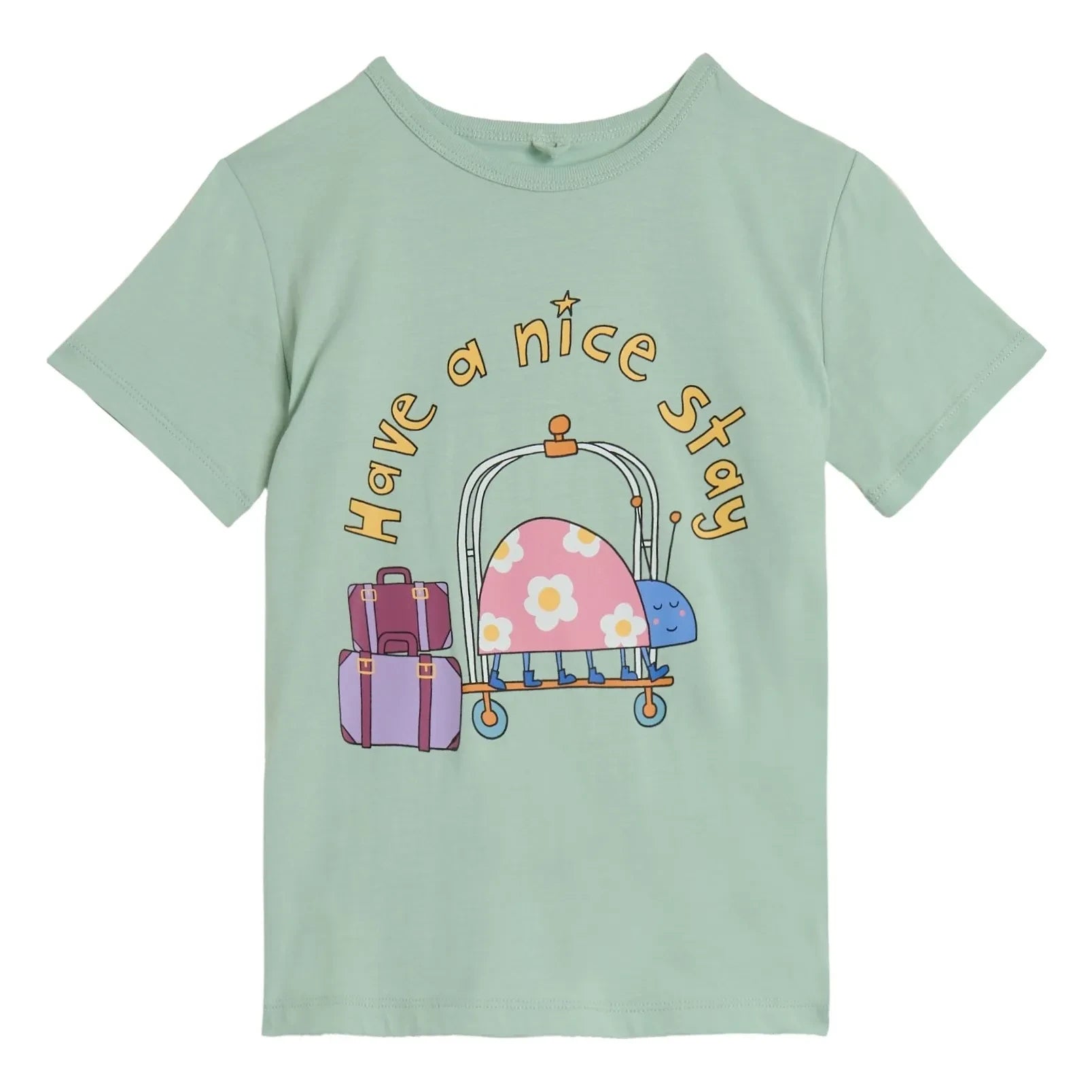 Stella McCartney Kids - Camiseta Have A Nice Stay Algodón orgánico | Verde