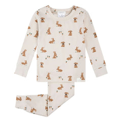 Petit Lem - Pijama de manga larga Conejos Algodón orgánico y Modal | Beige