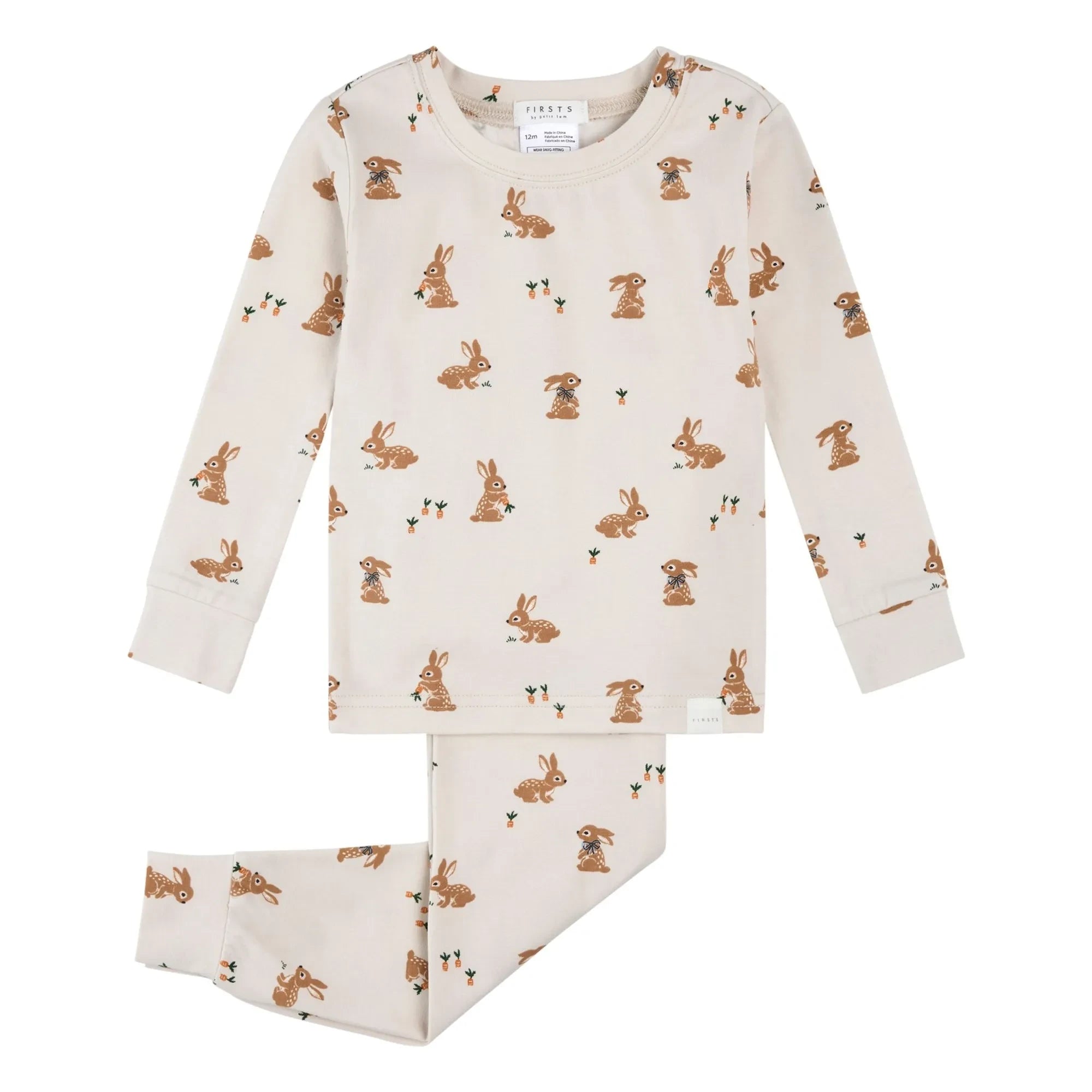 Petit Lem - Pijama de manga larga Conejos Algodón orgánico y Modal | Beige
