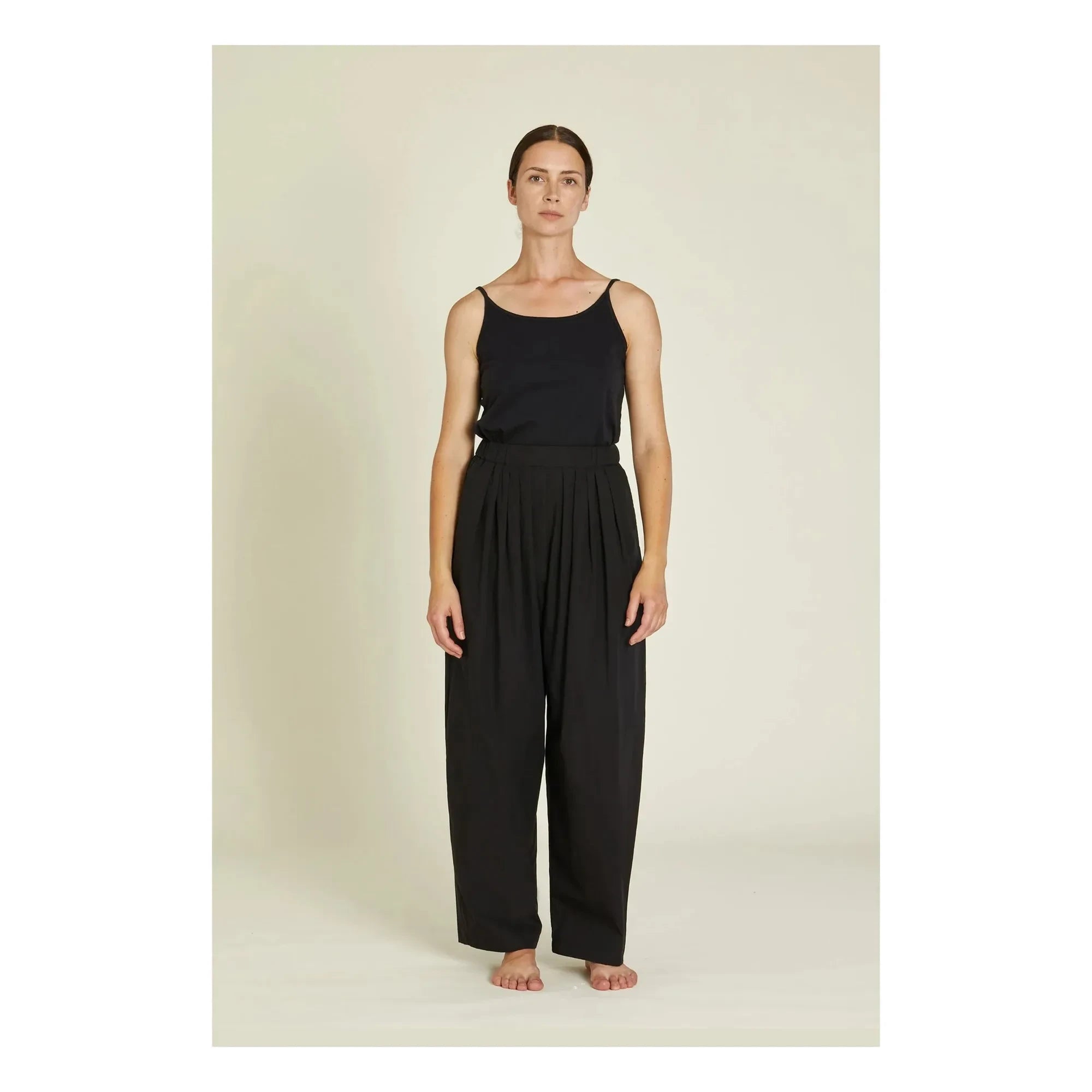 Black Crane - Pantalón de Popelina de Algodón Orgánico con Cordón | Negro