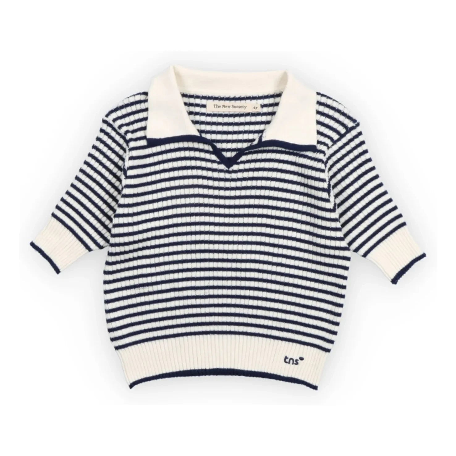 the new society - Camiseta de punto de polo a rayas | Azul marino