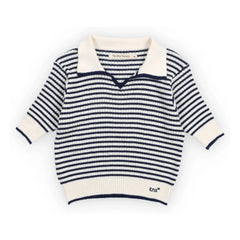 the new society - Camiseta de punto de polo a rayas | Azul marino
