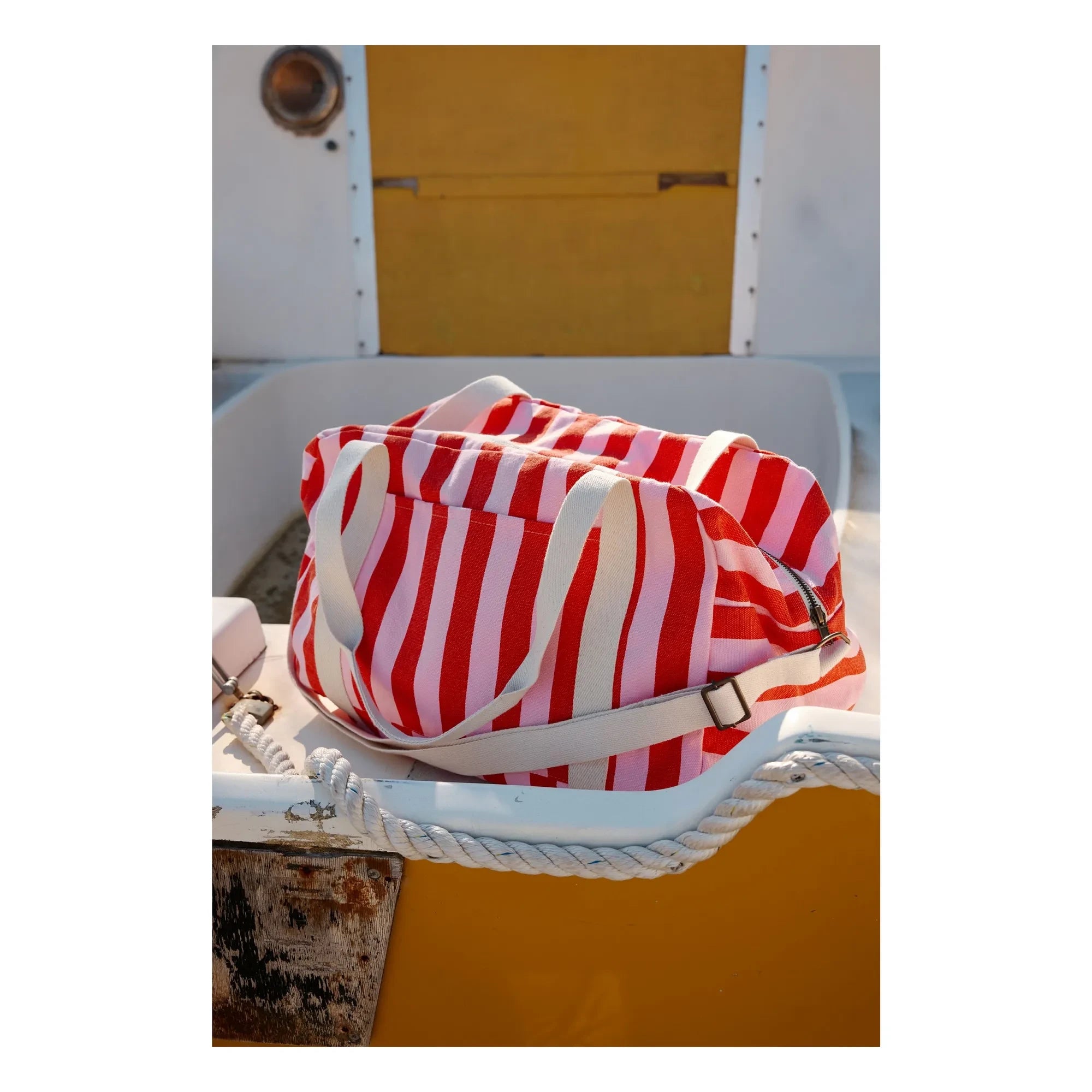 Rose in April - Bolso de maternidad con rayas de Raphaël | Rojo