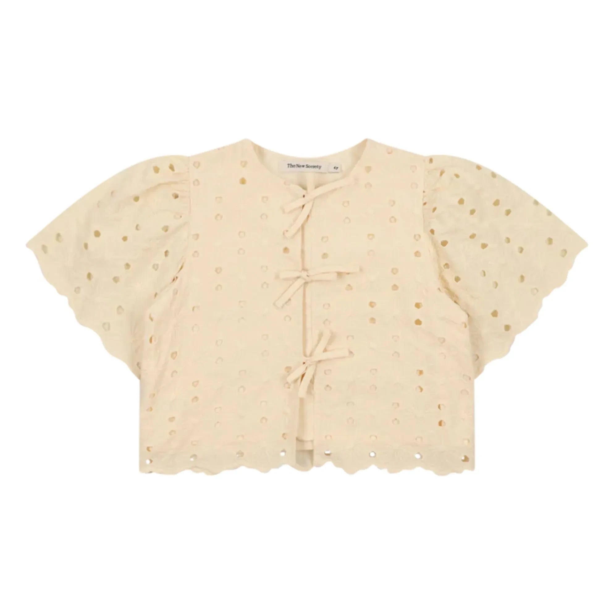 the new society - Blusa de popelina Creta con bordado inglés | Beige