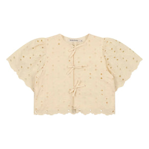 the new society - Blusa de popelina Creta con bordado inglés | Beige