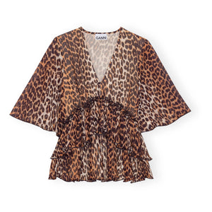 Ganni - Blusa de georgette de fibras recicladas | Leopardo