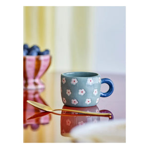 Bloomingville - Taza Nini de cerámica con diseño floral | Azul