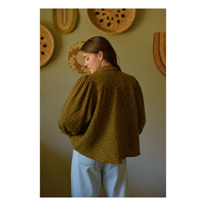Marlot Paris - Blusa de gasa de algodón de doble capa con estampado de leopardo de Appoline - Colección de mujer | Marrón