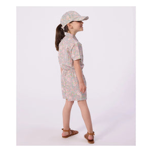 Petit Bateau - Peto de popelina de algodón orgánico con estampado floral | Azul grisáceo
