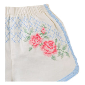 Gingersnaps - Nelly Pantalones Cortos de Lino con Detalles de Encaje | Crudo