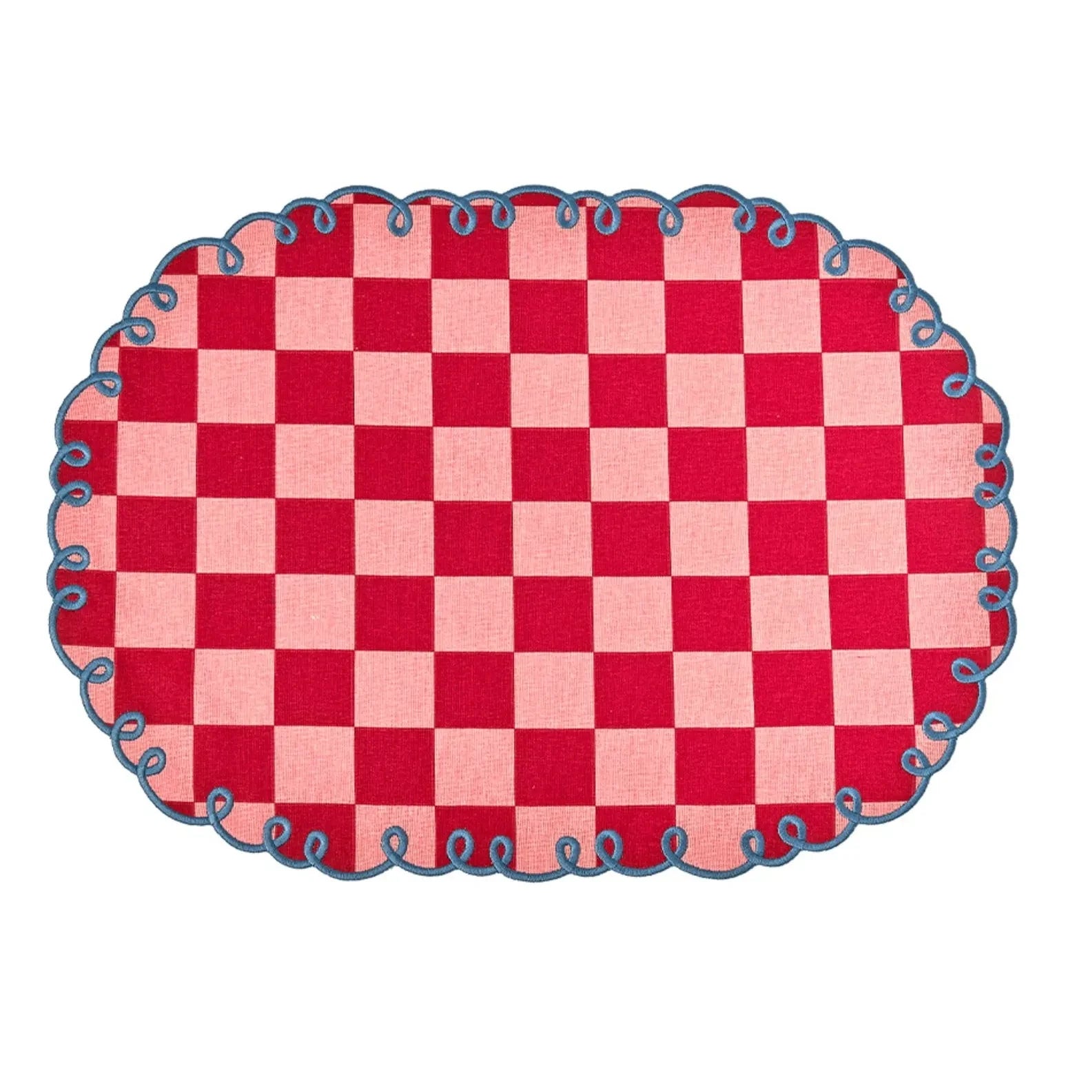 Bitossi - Juego de 2 manteles individuales a cuadros Dama Rosa | Rojo