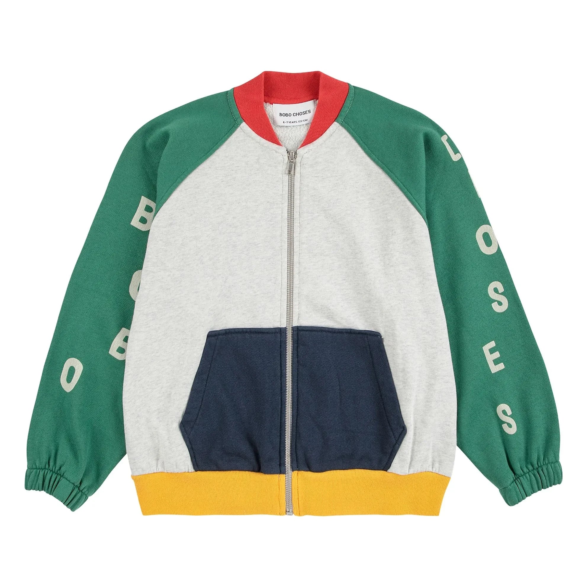 Bobo Choses - Sudadera de algodón orgánico con bloques de color | Gris jaspeado