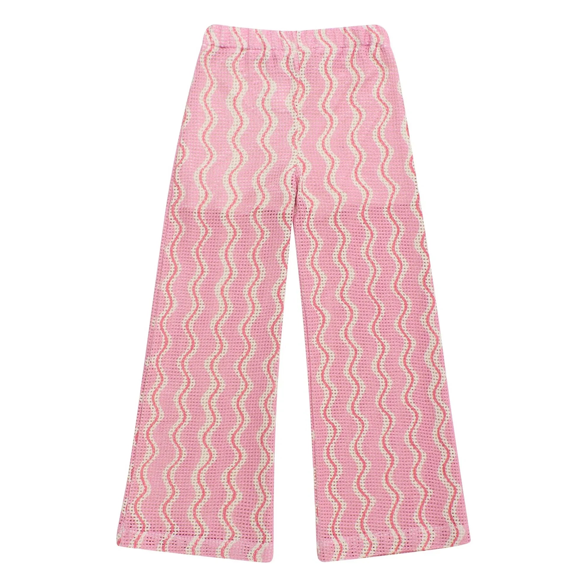 Maison Mangostan - Pantalones de ganchillo ondulados | Rosa