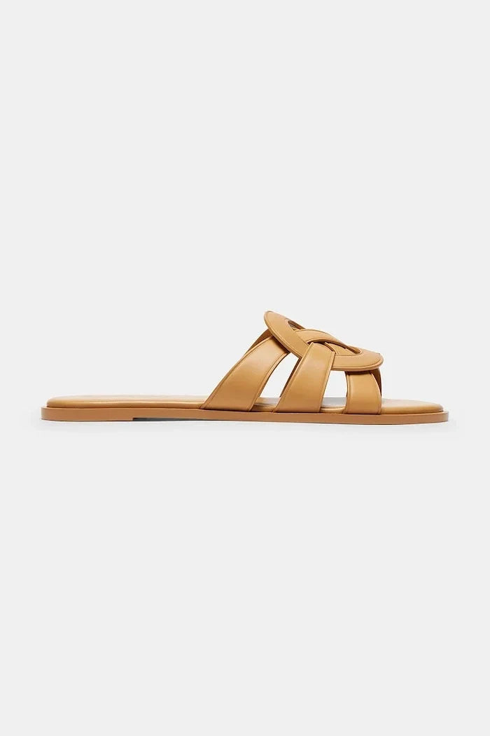Coach sandalias de cuero para mujer con punta abierta Lena Leather Slide Sandal