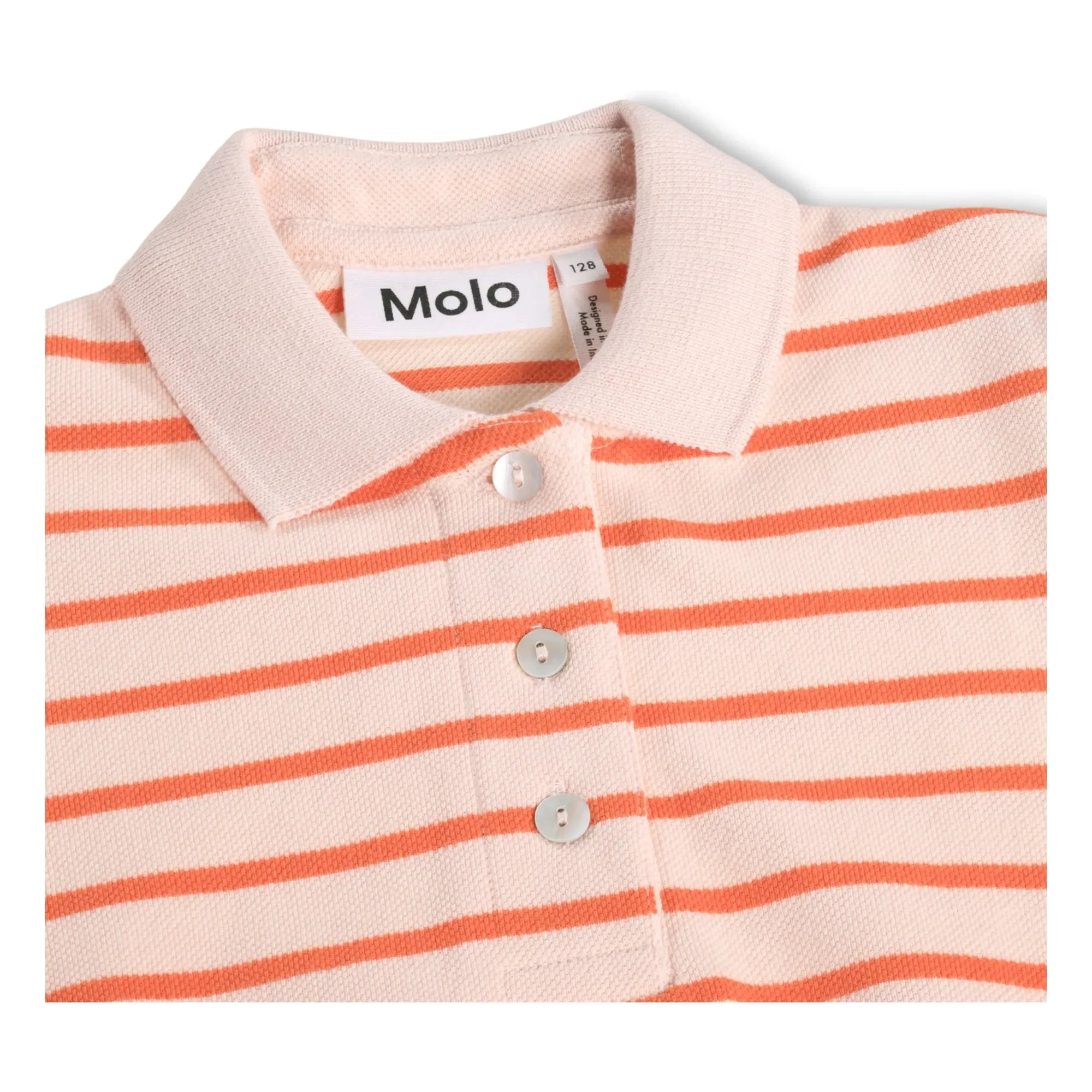 Molo - Polo de algodón orgánico con rayas Raki | Rosa claro