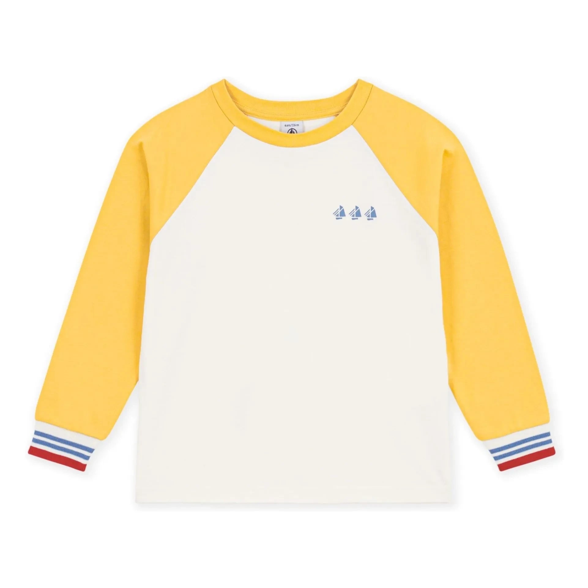 Petit Bateau - Colorblock Bateau yaka organik pamuklu T-shirt | Sarı