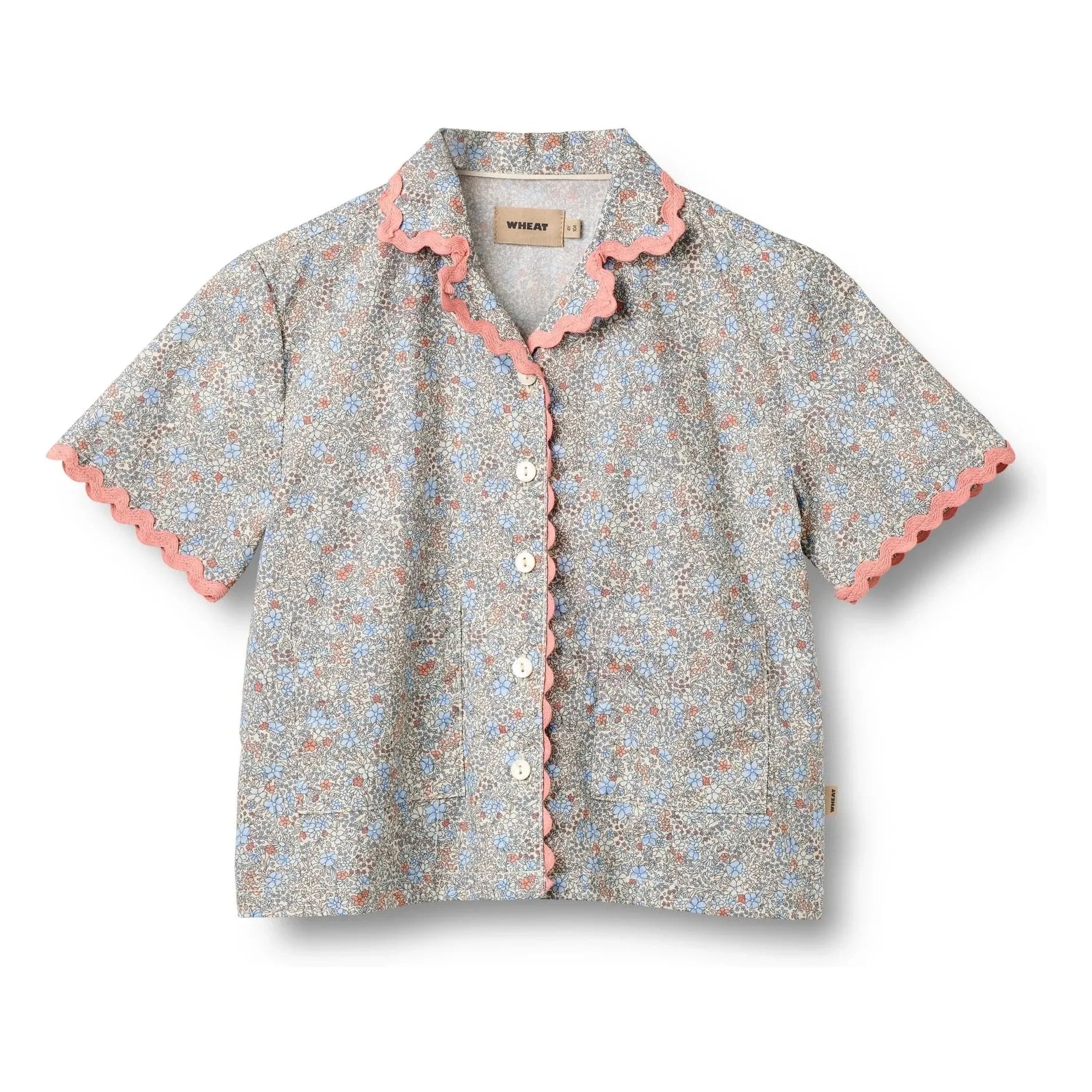 Wheat - Camisa de algodón orgánico Lace Vilma Fleurie | Azul claro
