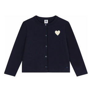 Petit Bateau - Chaleco de Algodón Orgánico con Corazones | Azul Marino