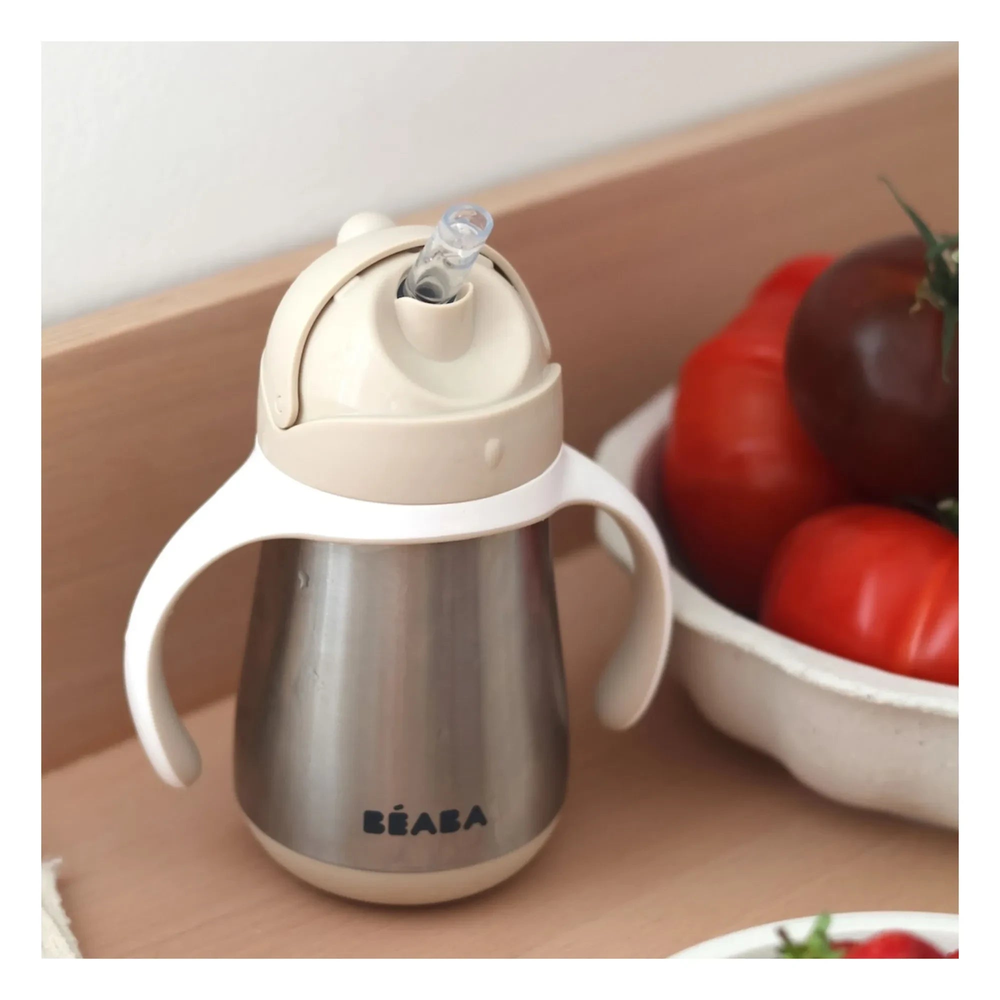 Béaba - Taza con pajita de acero inoxidable | Arcilla