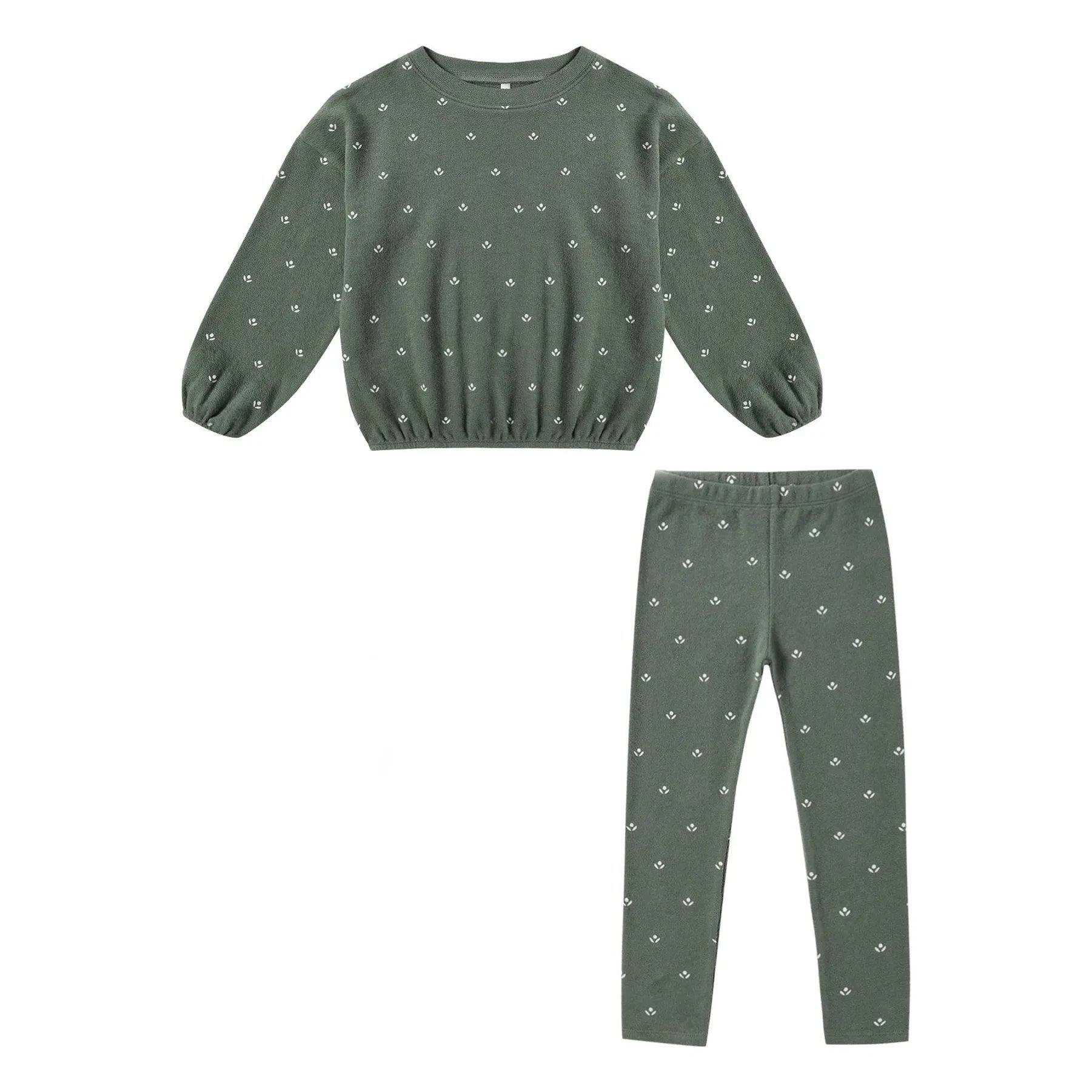 Rylee + Cru - Conjunto de Sudadera y Mallas Ditsy Eponge | Verdigris