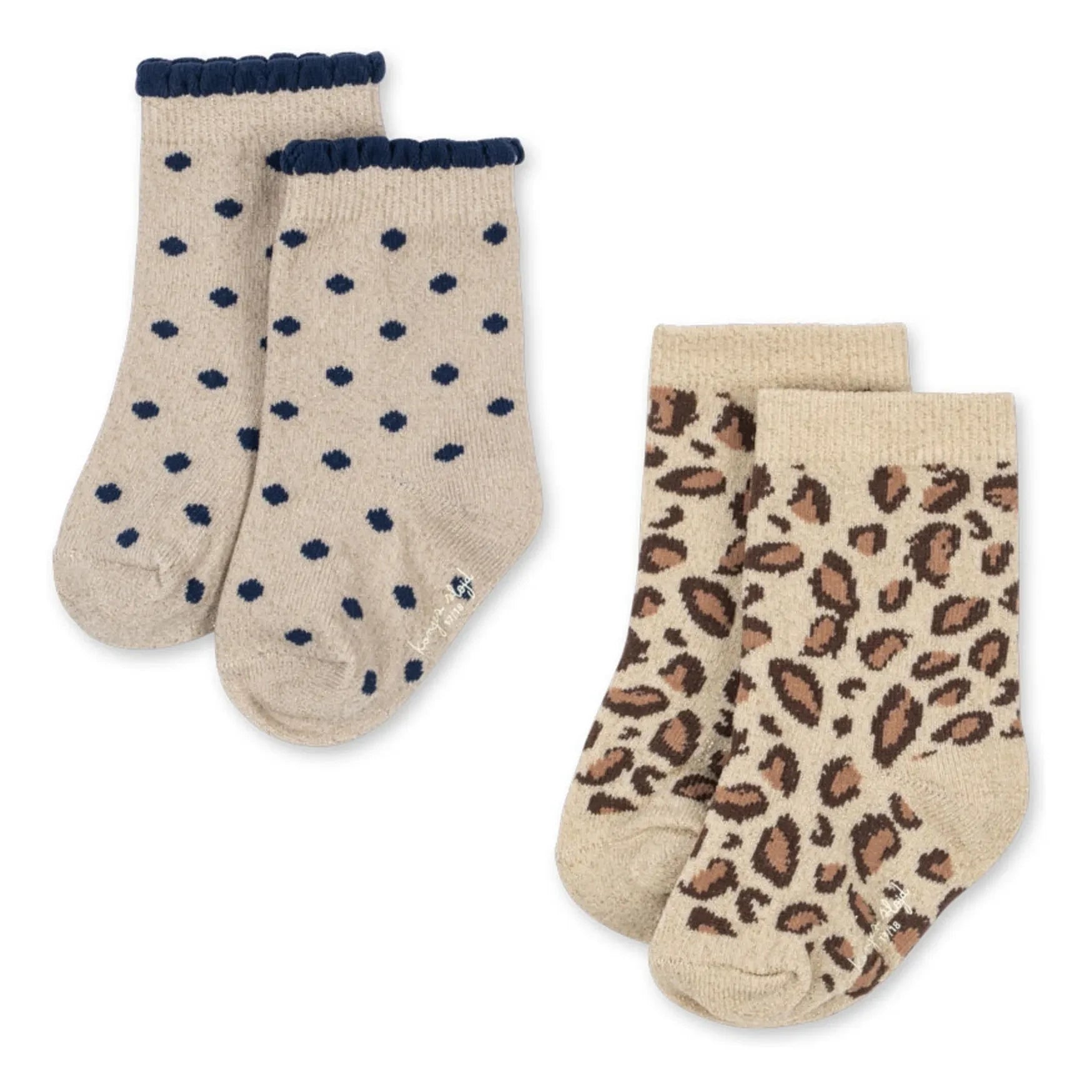Konges Sløjd - Set de 2 pares de calcetines de leopardo | Beige