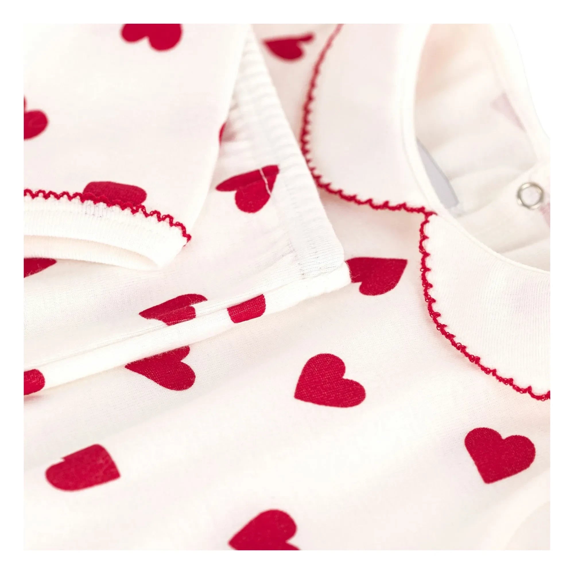 Petit Bateau - Pijama de algodón orgánico con cuello de corazón | Blanco