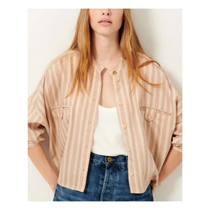 Sessùn - Blusa de rayas Orregia | Rosa polvo