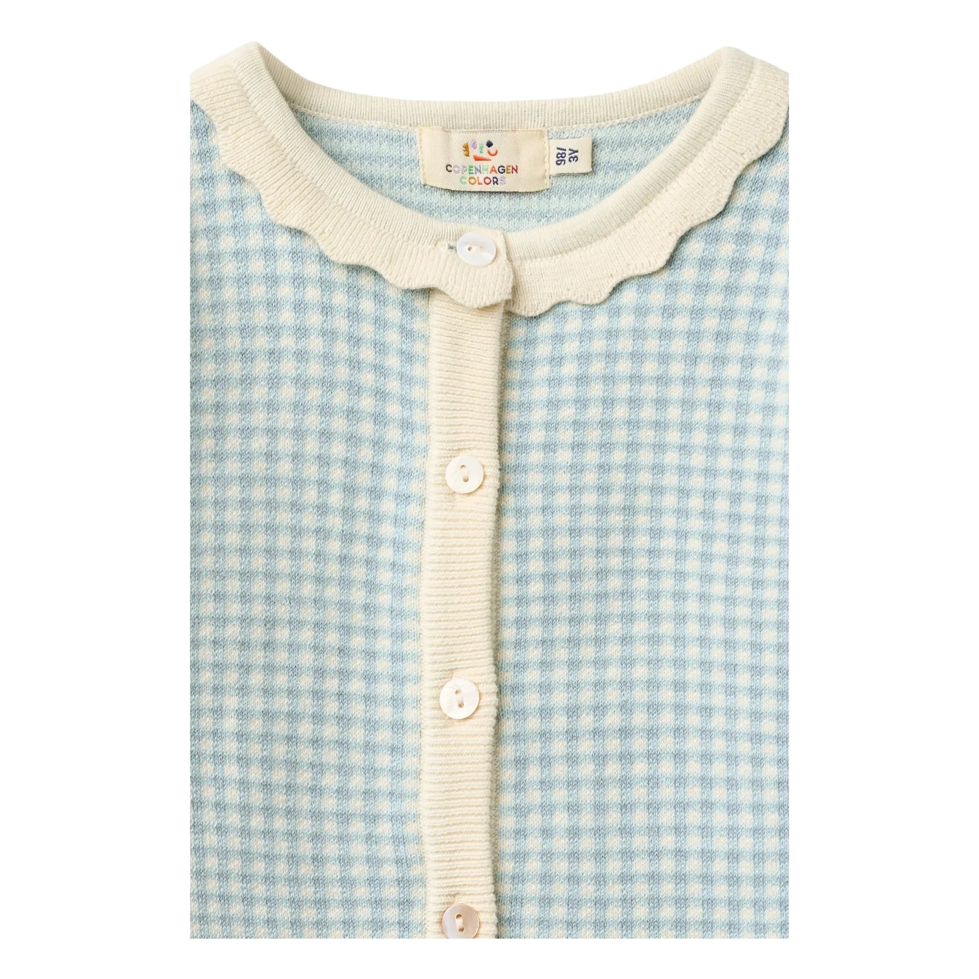 Copenhagen Colors - Cárdigan de manga corta de algodón orgánico jacquard | Azul claro