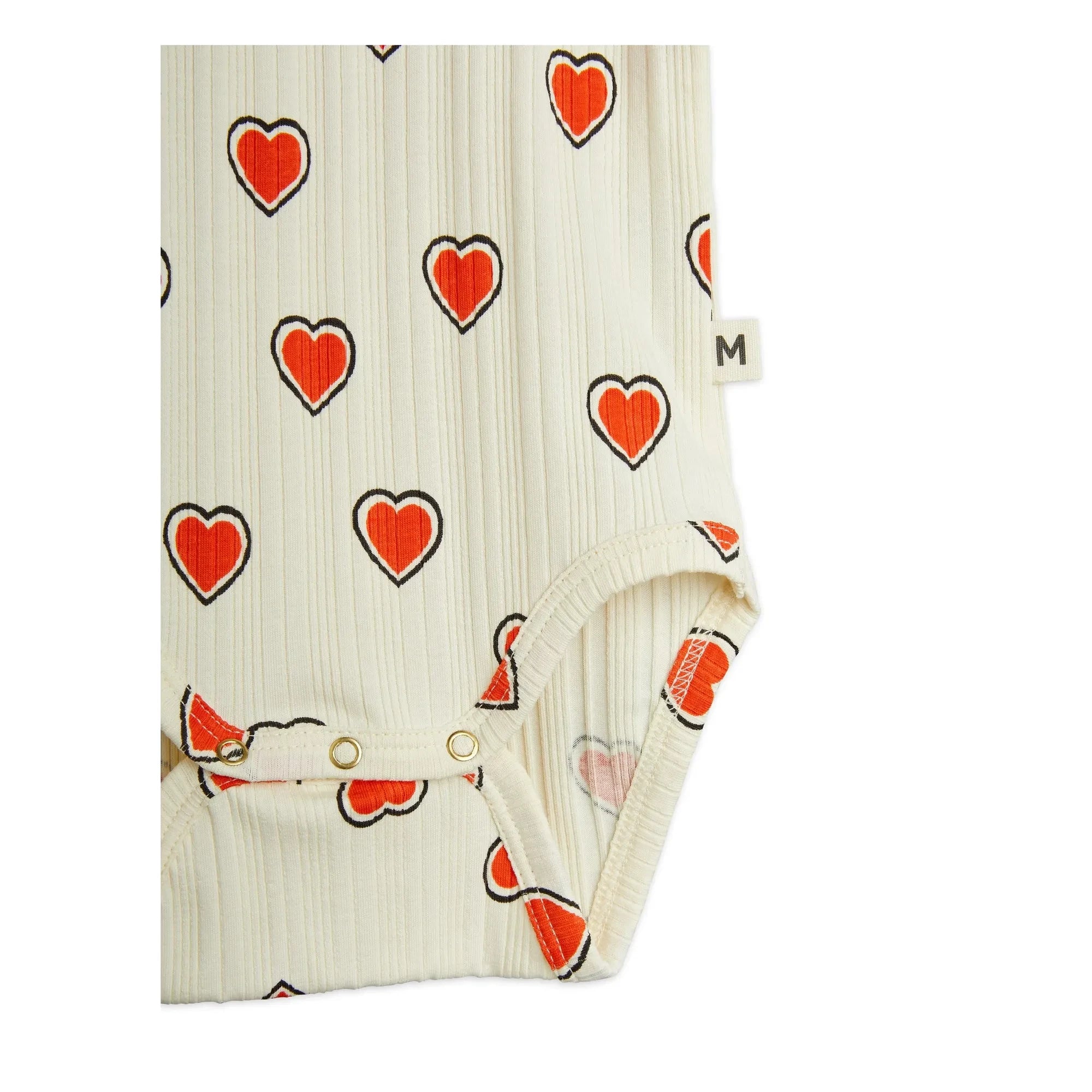 Mini Rodini - Conjunto de body y leggings de algodón orgánico con corazones | Crudo