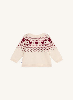 Petit Bateau - Chaleco de lana para bebé con corazón | Ecru