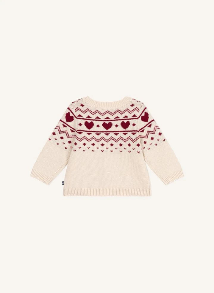 Petit Bateau - Chaleco de lana para bebé con corazón | Ecru