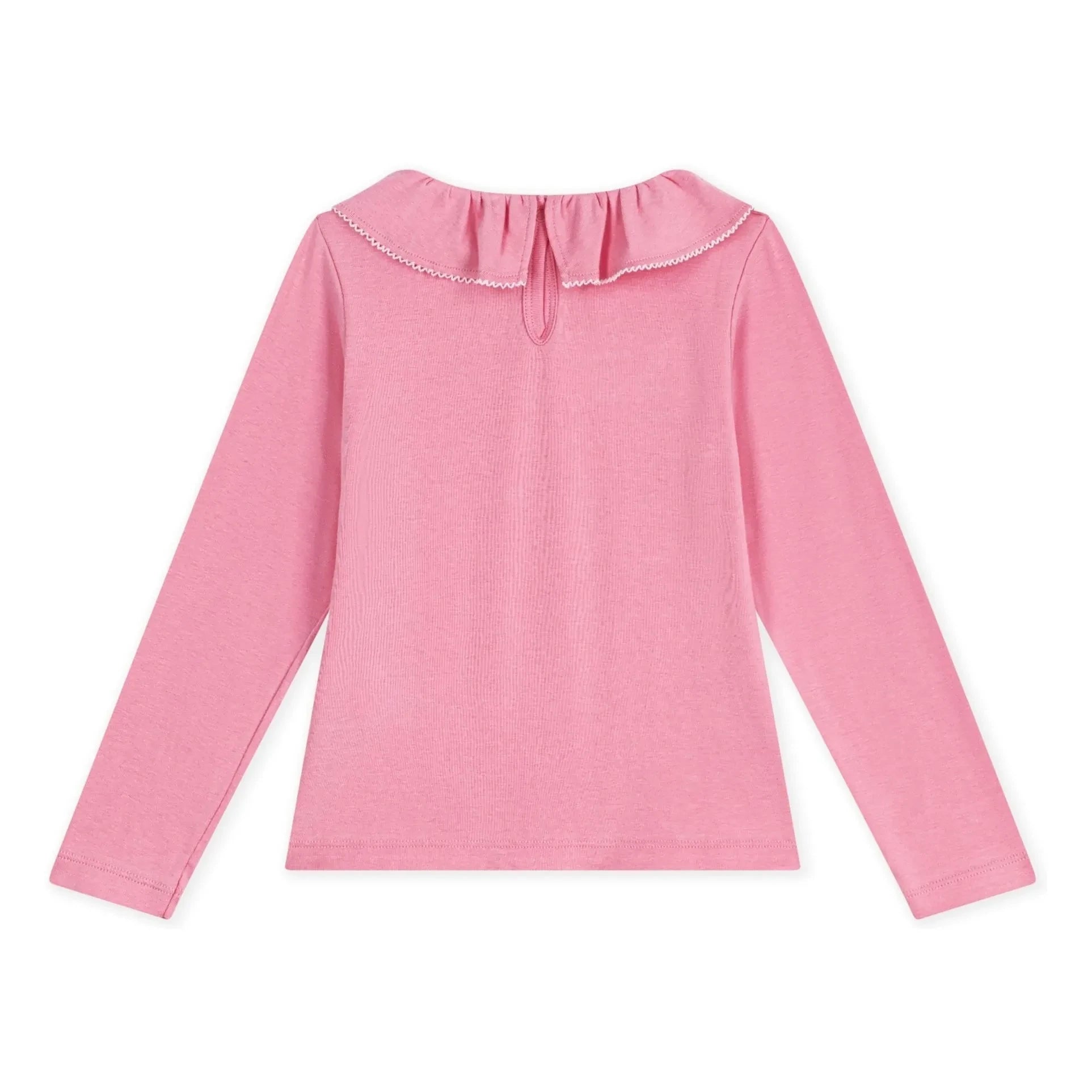 Petit Bateau - Organik pamuk fırfırlı yaka T-shirt | Pembe
