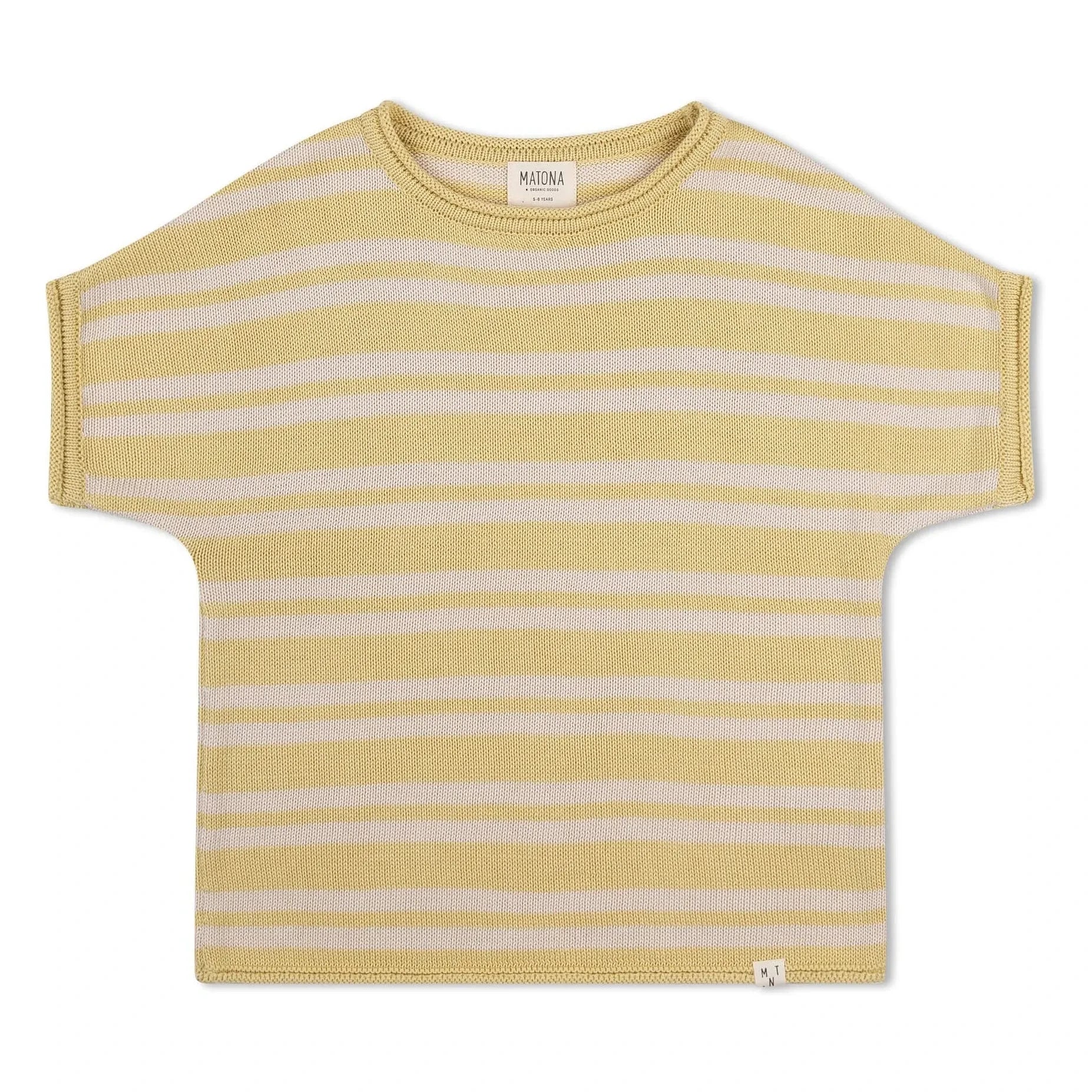 Matona - Camiseta de punto fino de algodón orgánico a rayas | Amarillo pálido