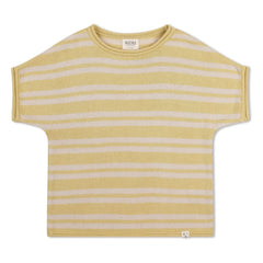 Matona - Camiseta de punto fino de algodón orgánico a rayas | Amarillo pálido