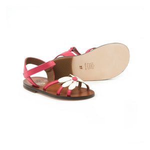 Pèpè - Çiçek Desenli Çizgili Sandaletler | Pembe