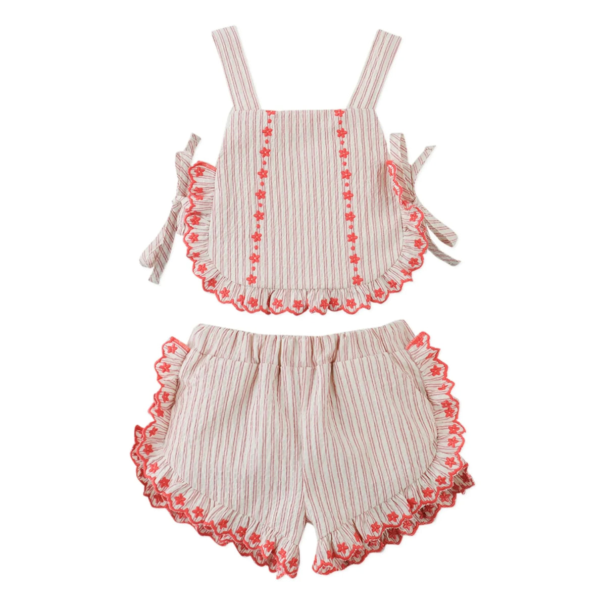 Gingersnaps - Conjunto de top con volantes y shorts Juria | Rojo