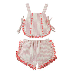 Gingersnaps - Conjunto de top con volantes y shorts Juria | Rojo