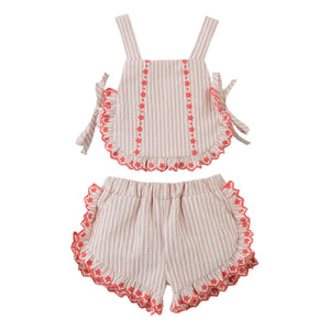 Gingersnaps - Conjunto de top con volantes y shorts Juria | Rojo