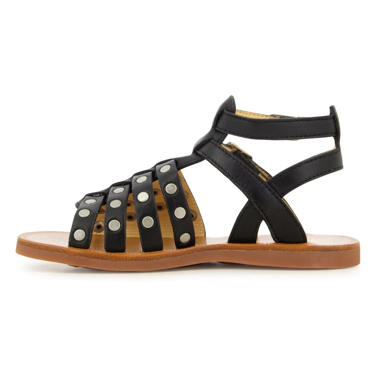 Pom d'Api - Sandalias de placa con tachuelas | Negro mate