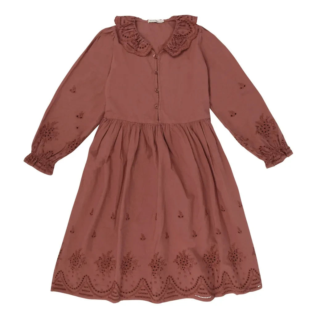 the new society - Vestido Bordado de Algodón Orgánico Beatrice | Lie de vin
