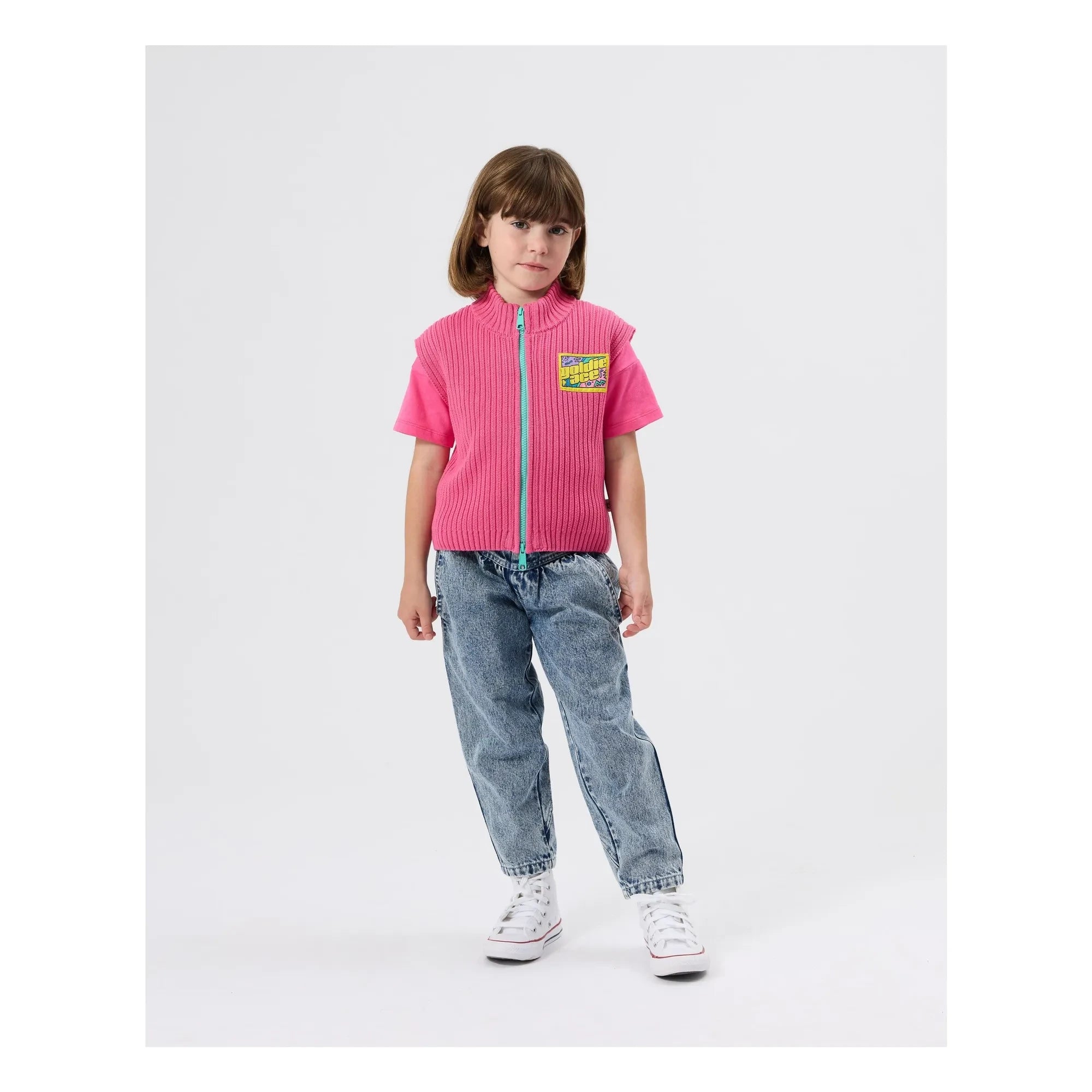 Goldie + Ace - Camiseta sin mangas de canalé | Rosa